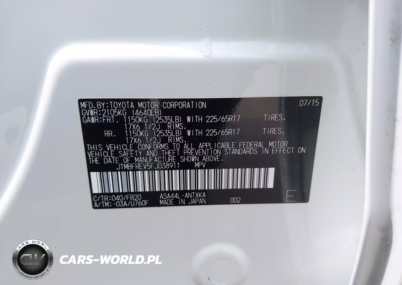 2015 Toyota Rav4 Le VIN:JTMBFREV5FJ038911 - 7