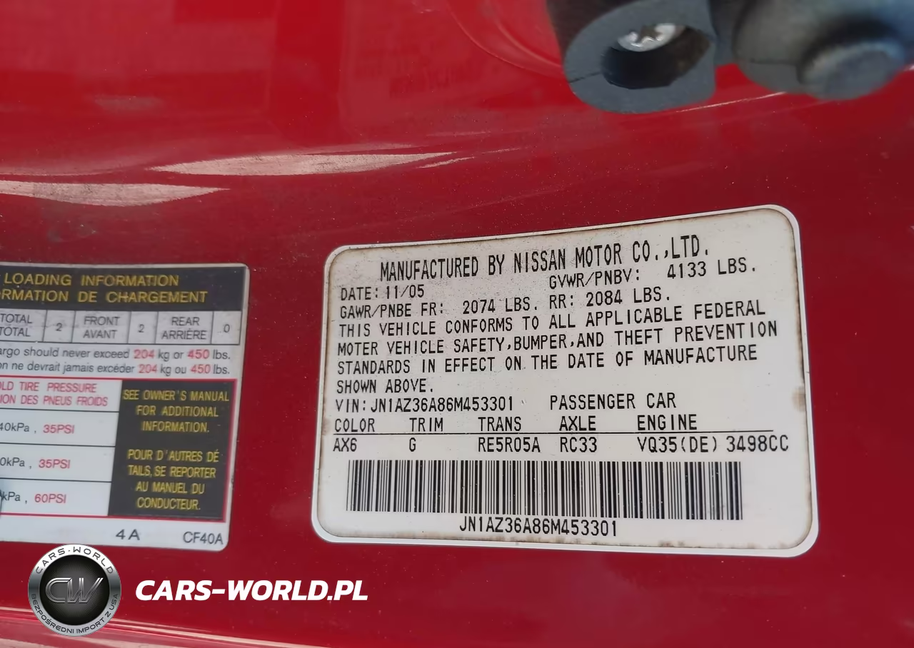 2006 Nissan 350Z Touring VIN:JN1AZ36A86M453301 - 9