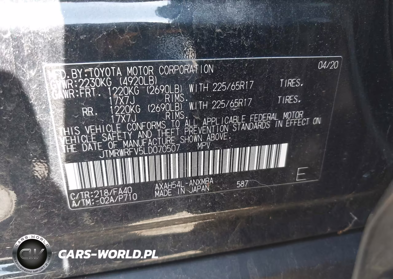 2020 Toyota Rav4 Hybrid Xle VIN:JTMRWRFV5LD070507 - 9