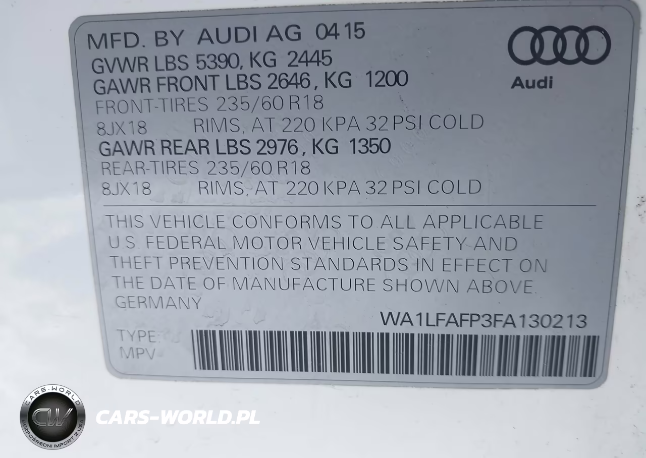 2015 Audi Q5 2.0T Premium VIN:WA1LFAFP3FA130213 - 9