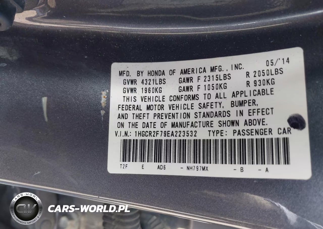 2014 Honda Accord Ex VIN:1HGCR2F79EA223532 - 9