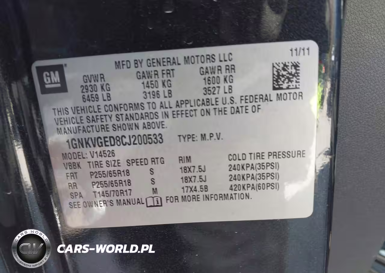 2012 Chevrolet Traverse 1Lt VIN:1GNKVGED8CJ200533 - 9