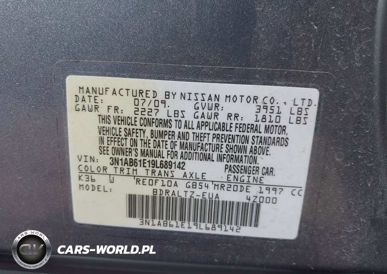 2009 Nissan Sentra 2.0S VIN:3N1AB61E19L689142 - 9