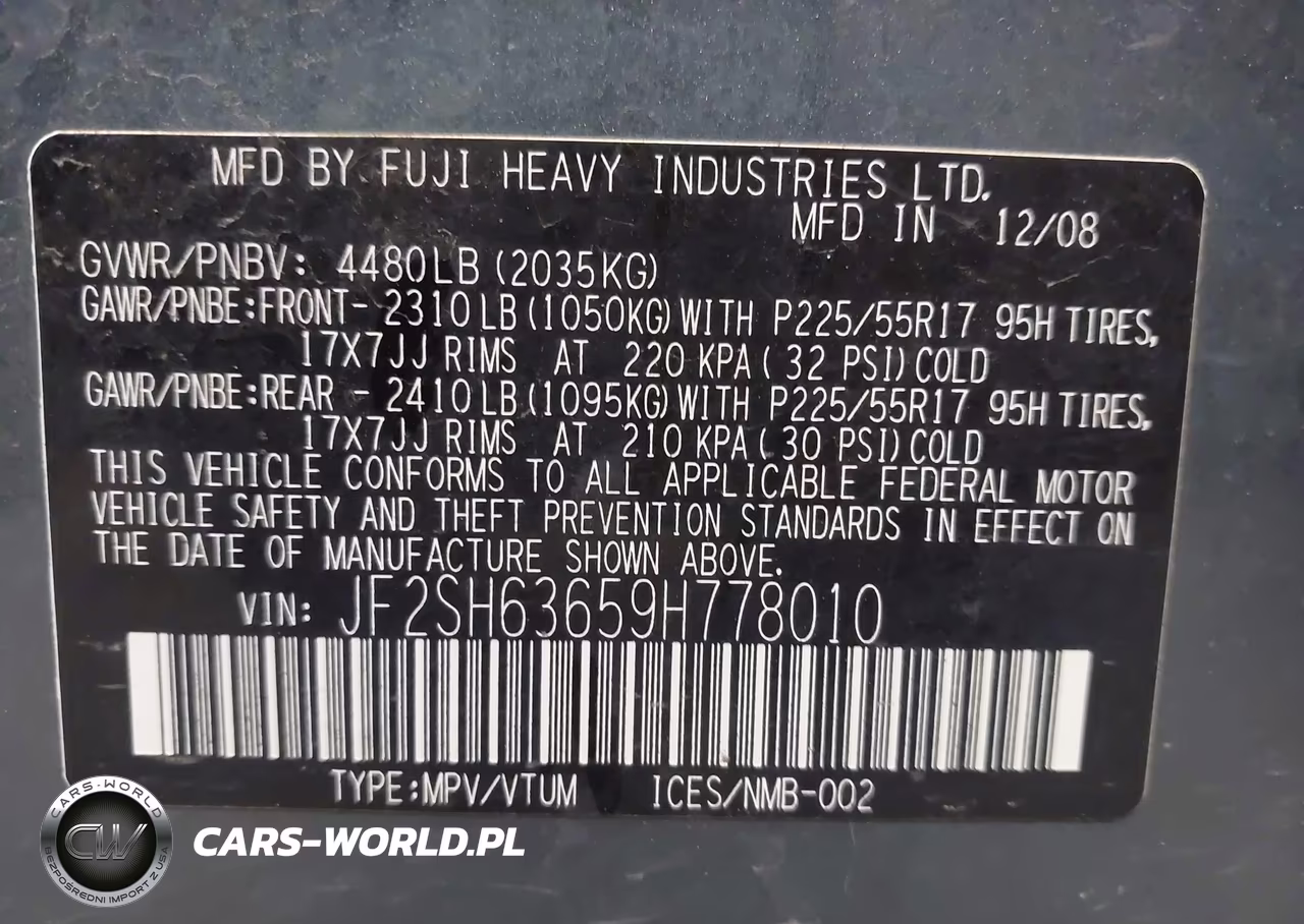 2009 Subaru Forester 2.5X VIN:JF2SH63659H778010 - 9