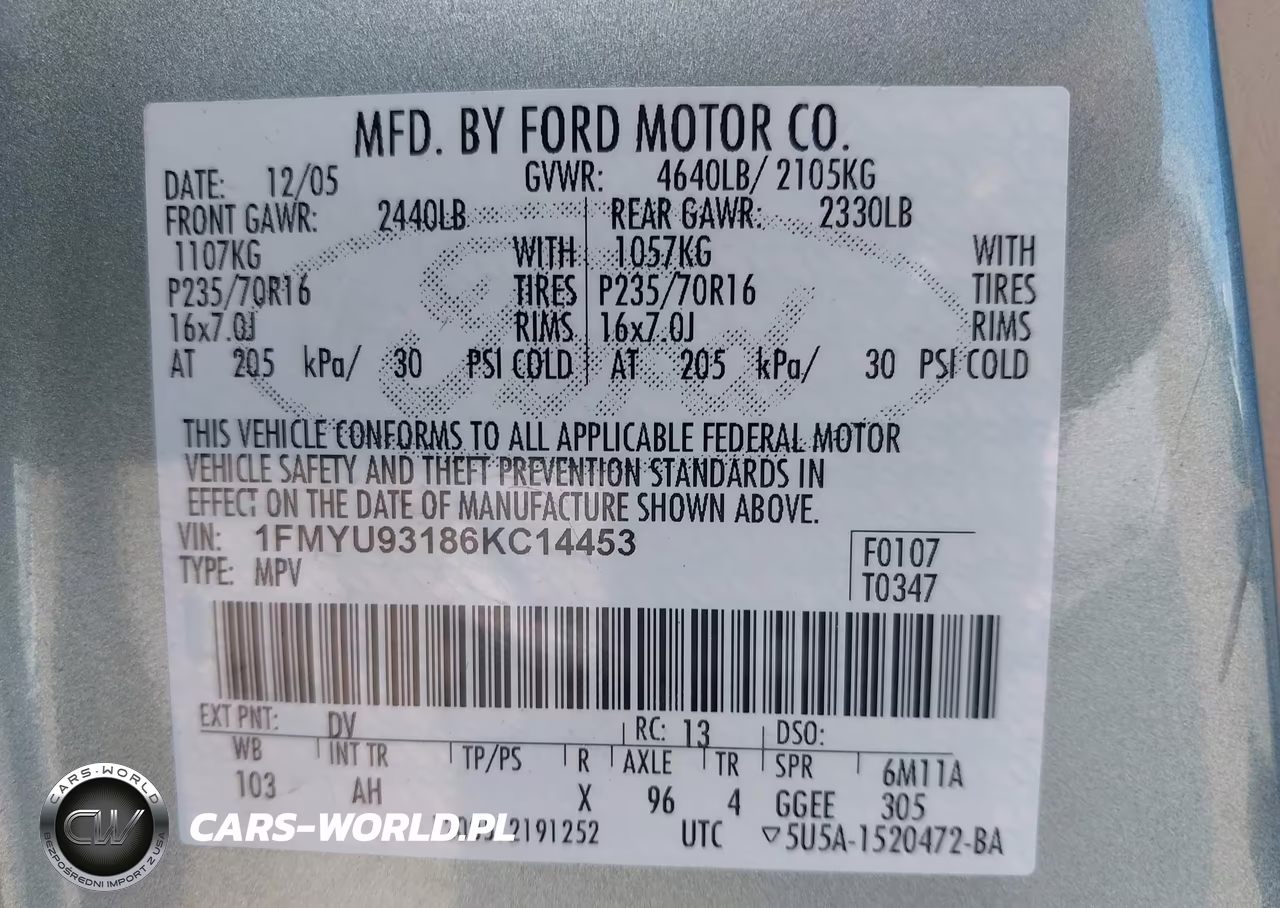 2006 Ford Escape Xlt-Xlt Sport VIN:1FMYU93186KC14453 - 9