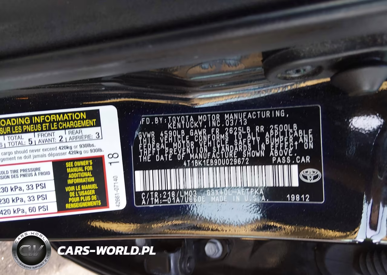 2013 Toyota Avalon Limited VIN:4T1BK1EB9DU029672 - 9