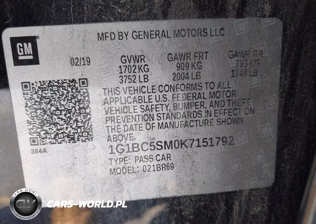 2019 Chevrolet Cruze Ls VIN:1G1BC5SM0K7151792 - 9