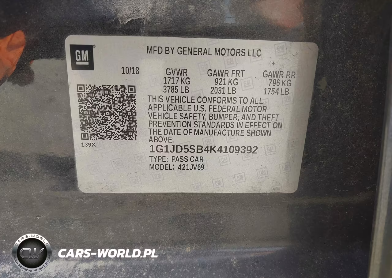 2019 Chevrolet Sonic Lt Auto VIN:1G1JD5SB4K4109392 - 9