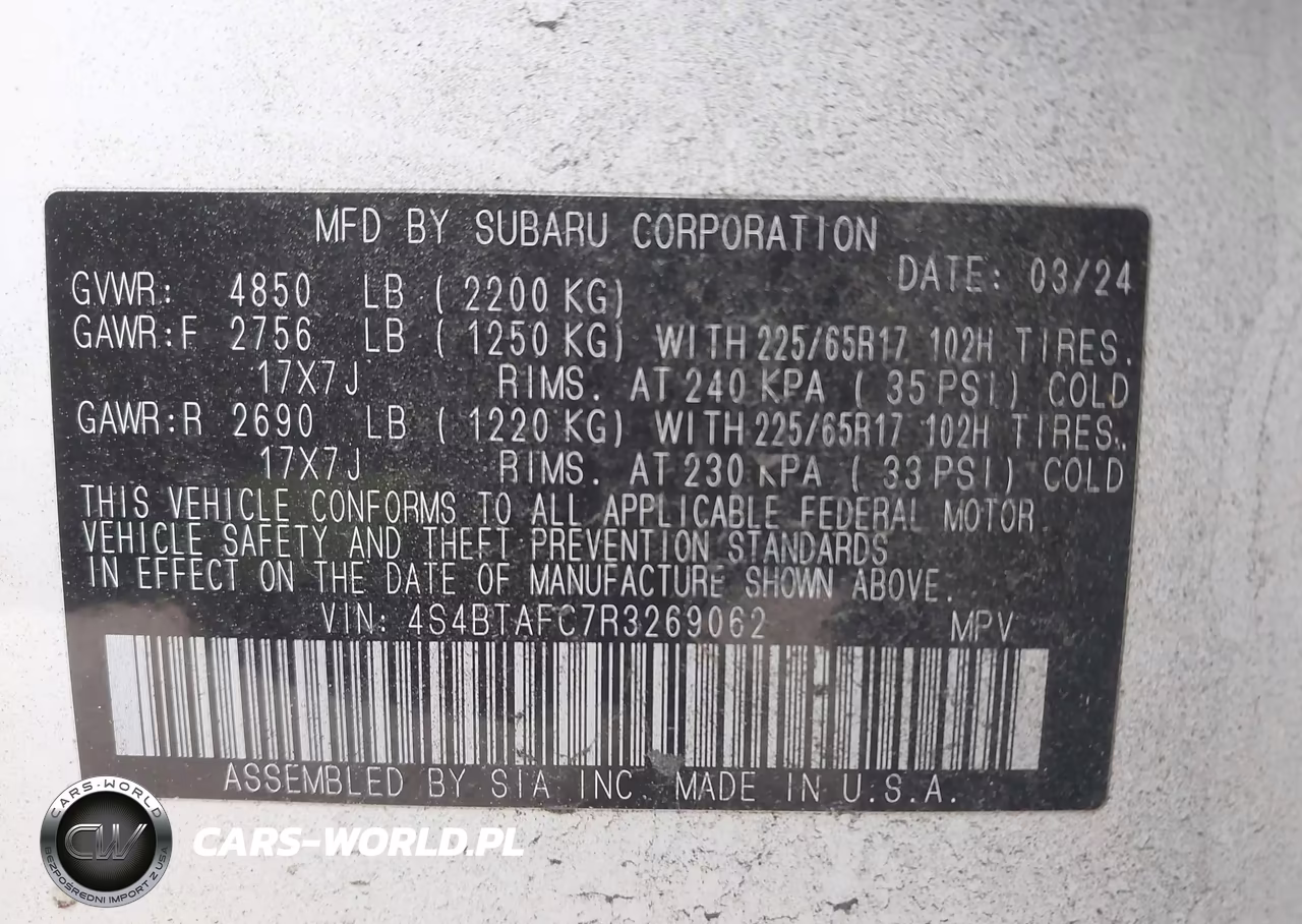 2024 Subaru Outback Premium VIN:4S4BTAFC7R3269062 - 9