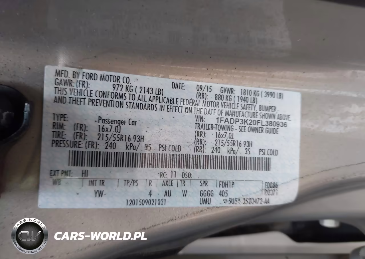 2015 Ford Focus Se VIN:1FADP3K20FL380936 - 9