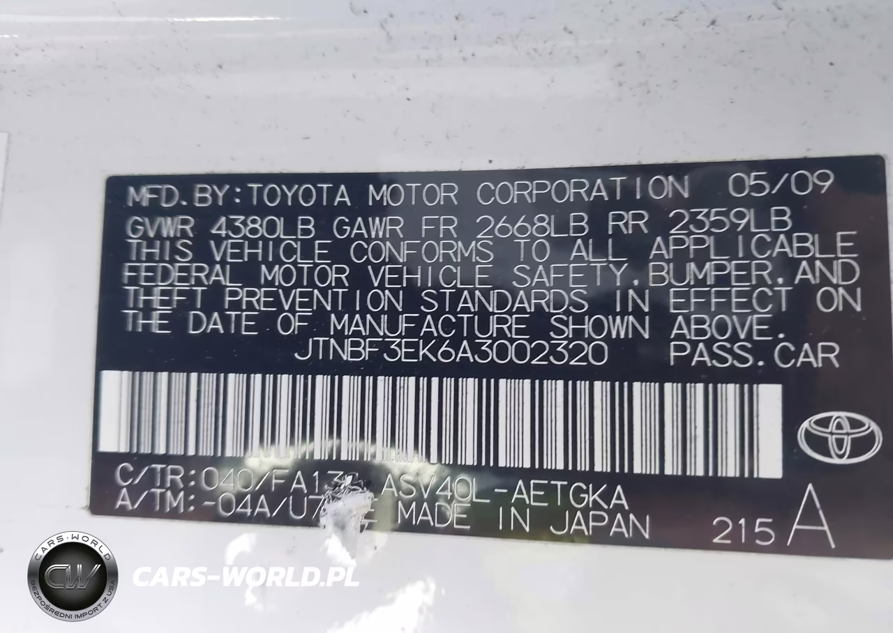 2010 Toyota Camry Xle VIN:JTNBF3EK6A3002320 - 9