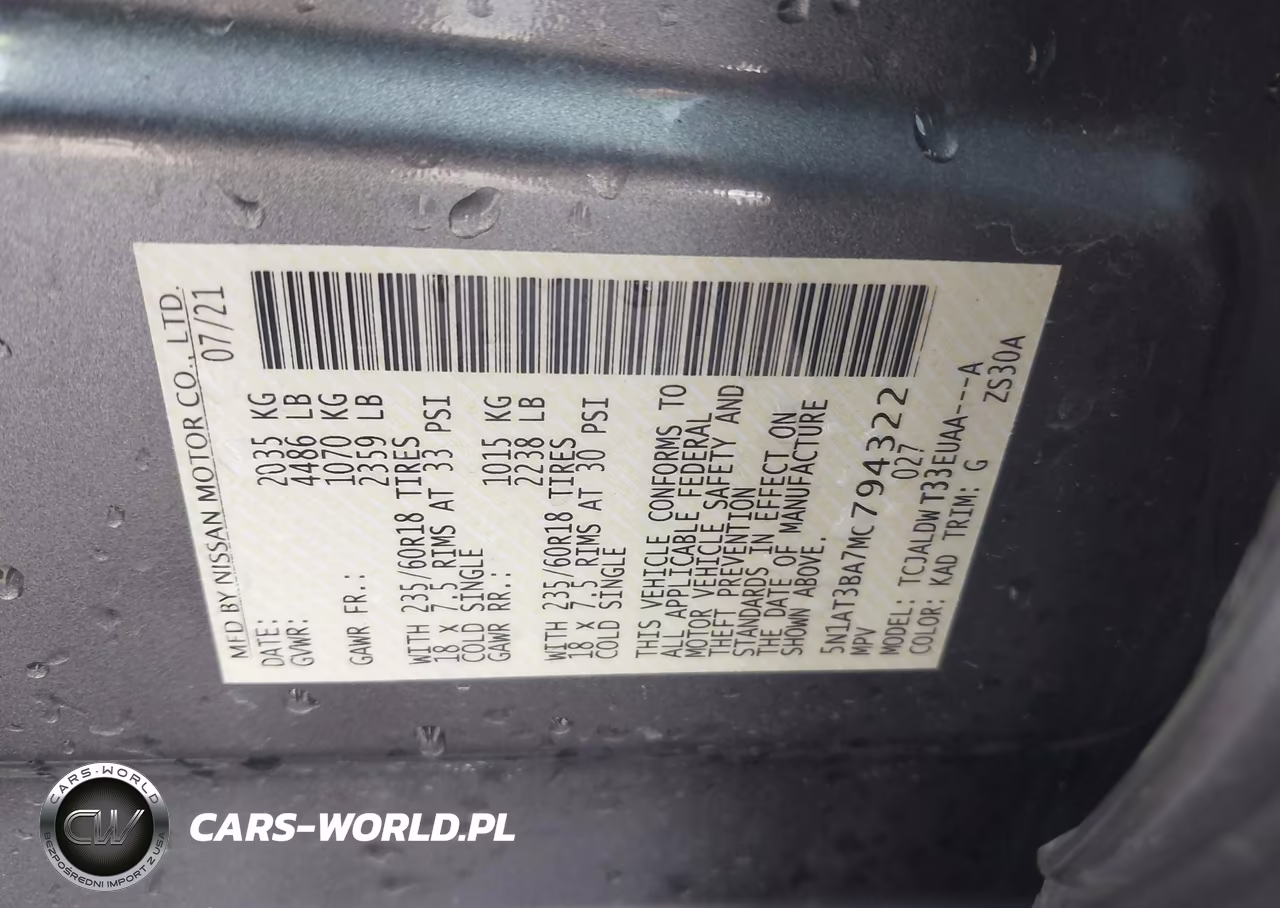 2021 Nissan Rogue Sv Fwd VIN:5N1AT3BA7MC794322 - 9