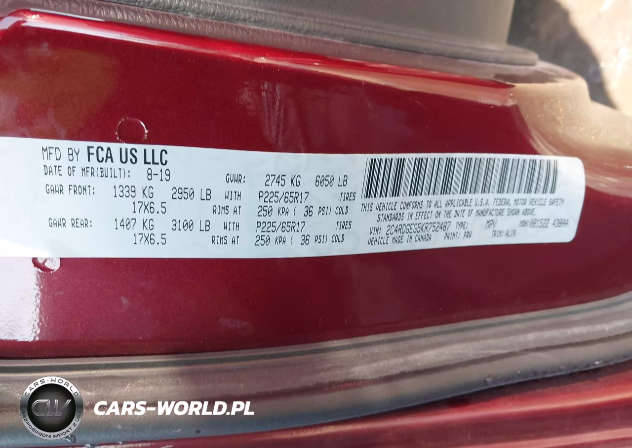 2019 Dodge Grand Caravan Gt VIN:2C4RDGEG5KR752487 - 9