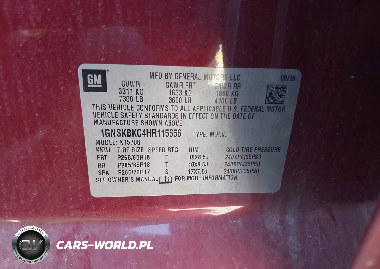 2017 Chevrolet Tahoe Lt VIN:1GNSKBKC4HR115656 - 9