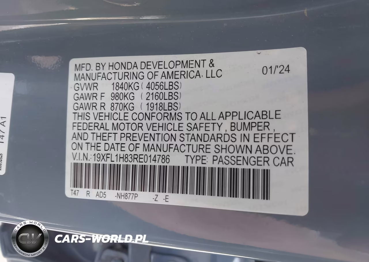 2024 Honda Civic Sport Touring VIN:19XFL1H83RE014786 - 9