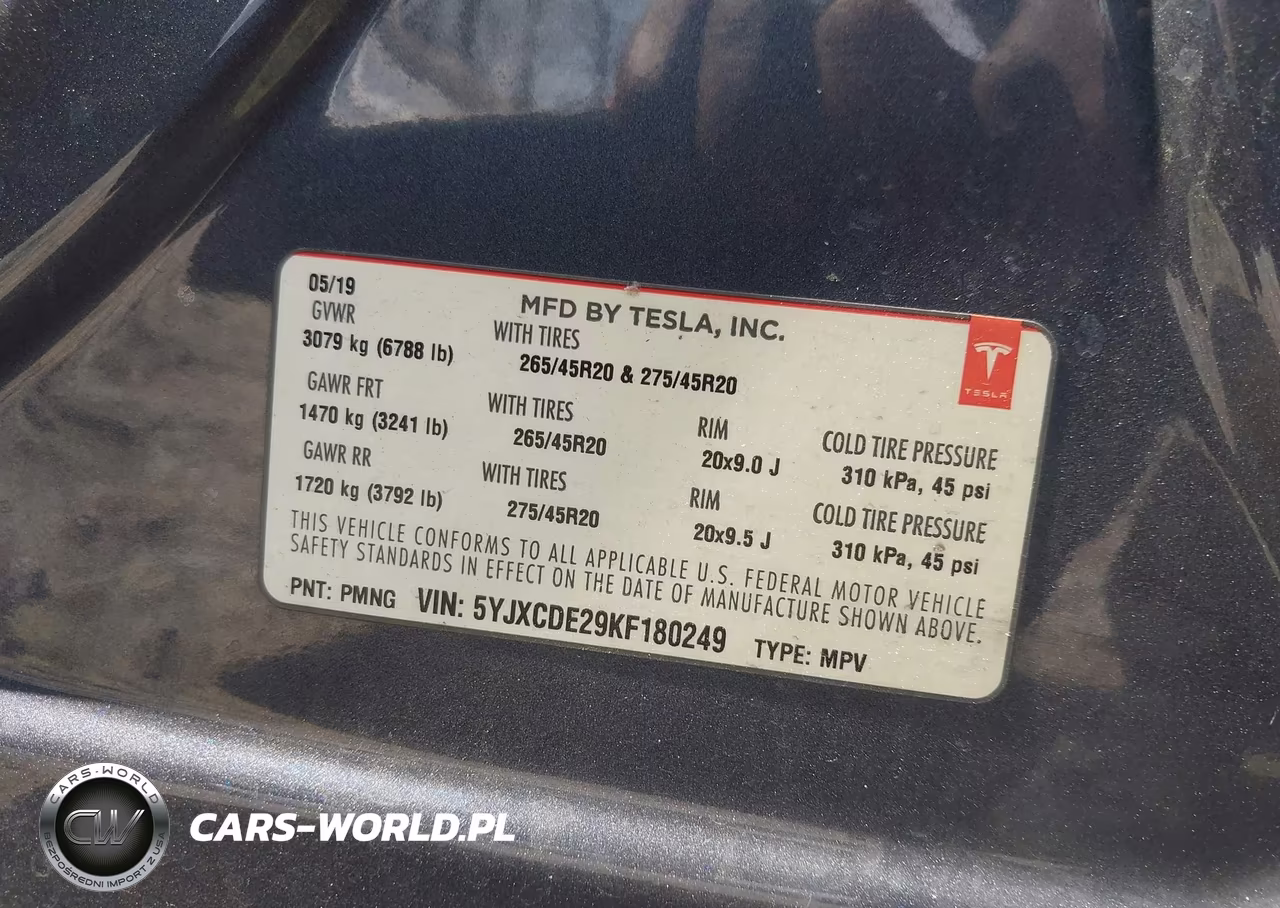 2019 Tesla Model X 100D-75D-Long Range-Standard Range VIN:5YJXCDE29KF180249 - 9