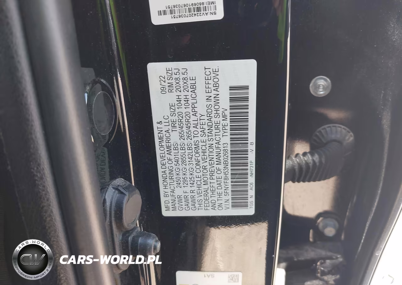 2022 Honda Passport Awd Ex-L VIN:5FNYF8H53NB026813 - 9