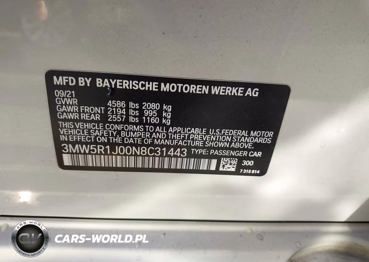 2022 BMW 330I VIN:3MW5R1J00N8C31443 - 9
