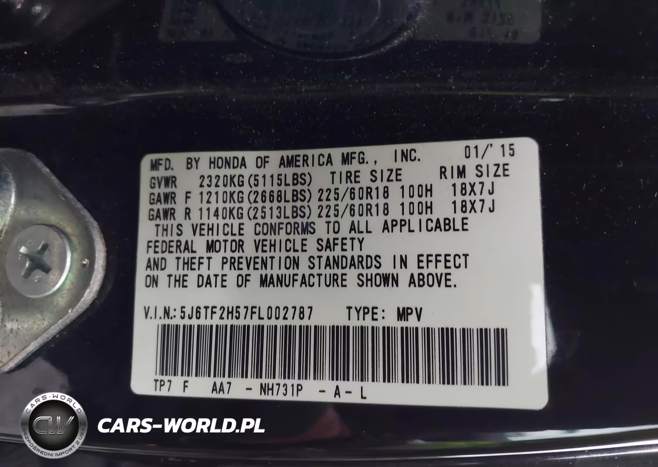 2015 Honda Crosstour Ex-L V6 VIN:5J6TF2H57FL002787 - 9