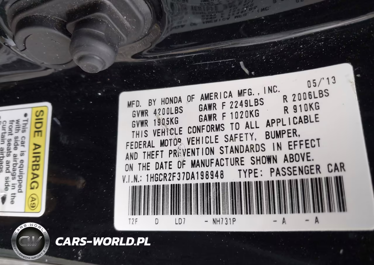 2013 Honda Accord Lx VIN:1HGCR2F37DA198948 - 9