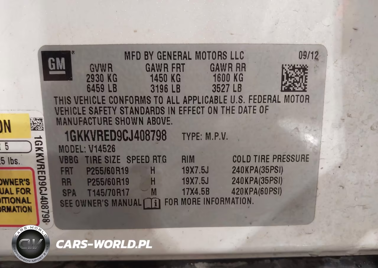 2012 GMC Acadia Slt-1 VIN:1GKKVRED9CJ408798 - 9