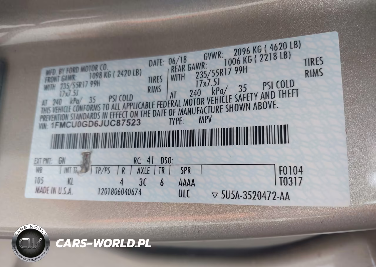 2018 Ford Escape Se VIN:1FMCU0GD6JUC87523 - 9