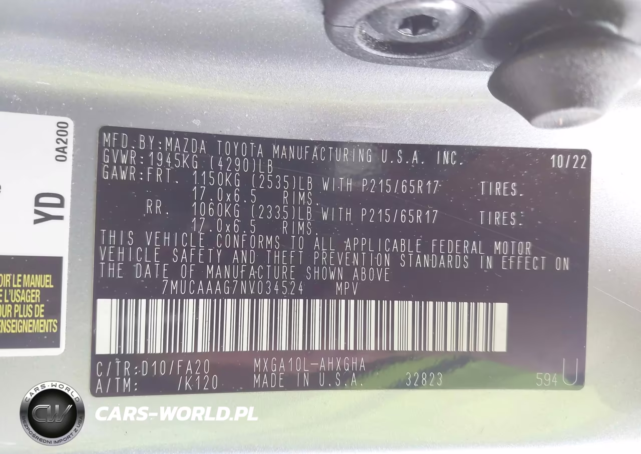 2022 Toyota Corolla Cross Le VIN:7MUCAAAG7NV034524 - 9