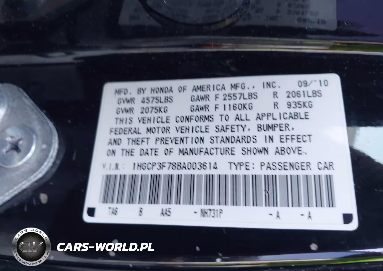 2011 Honda Accord 3.5 Ex VIN:1HGCP3F78BA003614 - 9