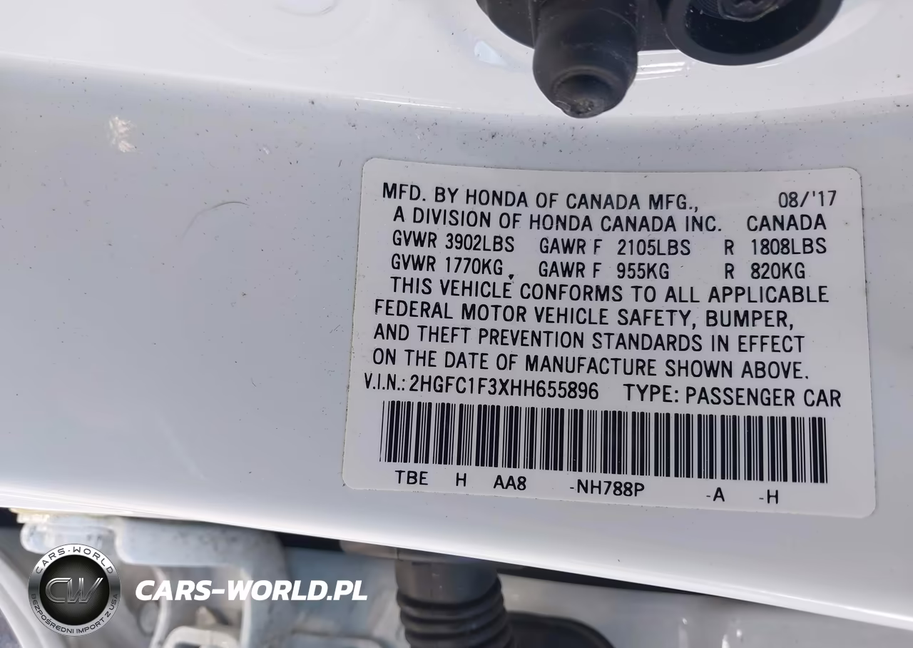 2017 Honda Civic Ex-T VIN:2HGFC1F3XHH655896 - 9