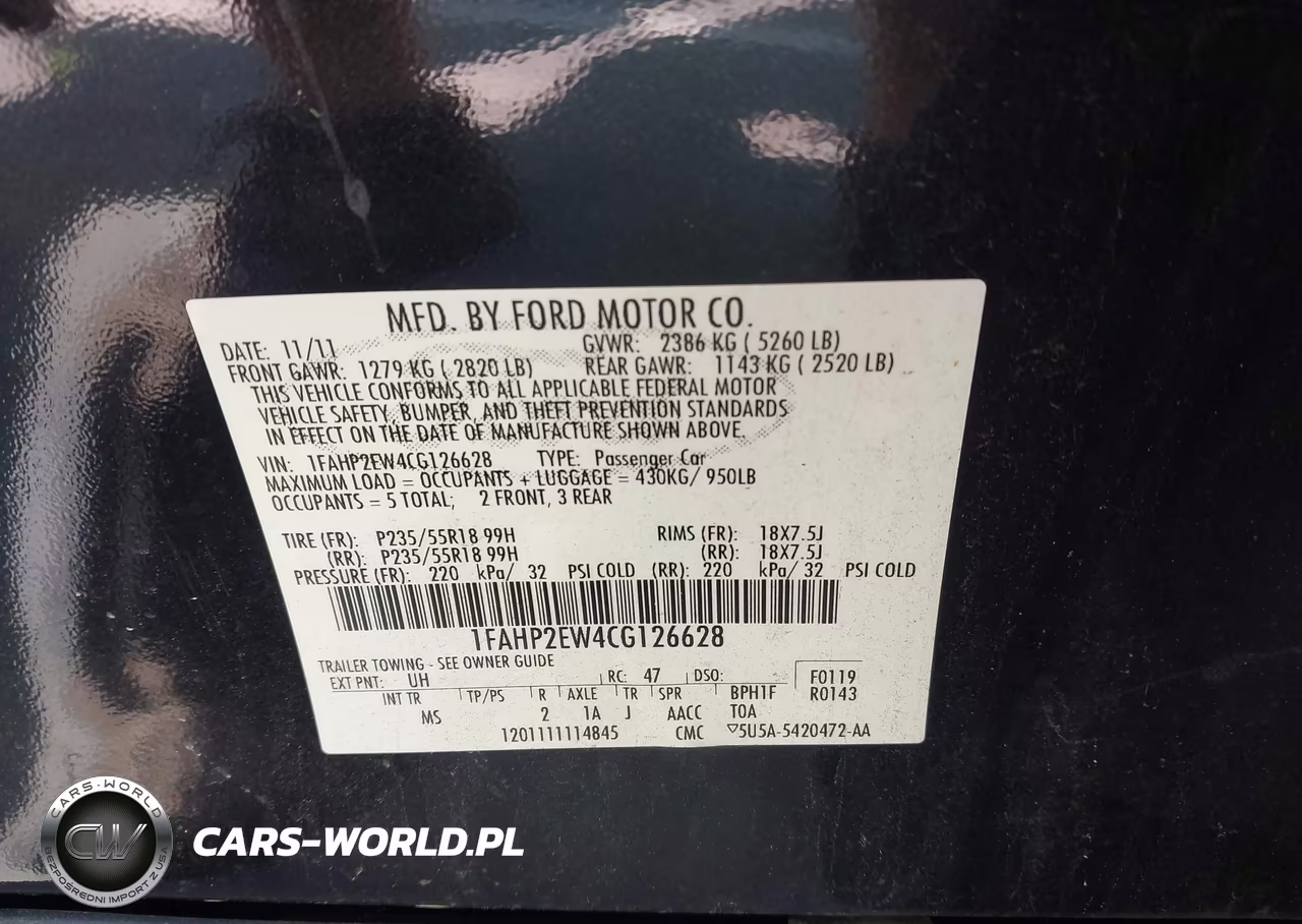 2012 Ford Taurus Sel VIN:1FAHP2EW4CG126628 - 9