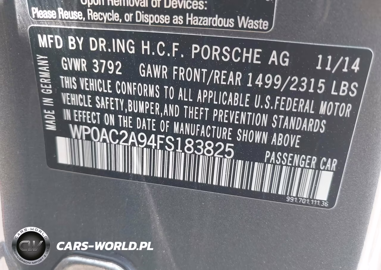 2015 Porsche 911 Gt3 VIN:WP0AC2A94FS183825 - 9