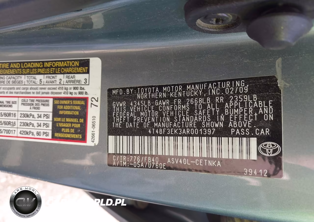 2010 Toyota Camry Le VIN:4T4BF3EK3AR001397 - 9