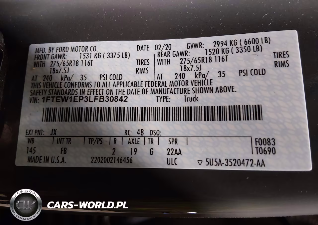 2020 Ford F-150 Xlt VIN:1FTEW1EP3LFB30842 - 9
