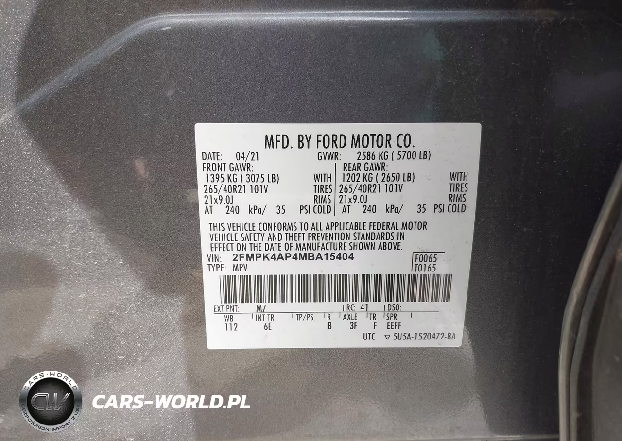 2021 Ford Edge St VIN:2FMPK4AP4MBA15404 - 9