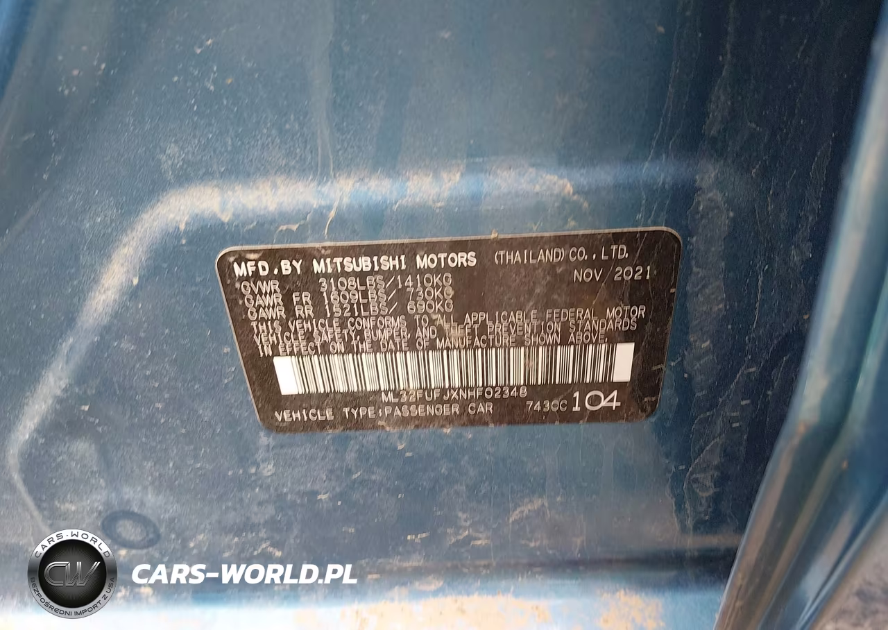 2022 Mitsubishi Mirage G4 Le VIN:ML32FUFJXNHF02348 - 9