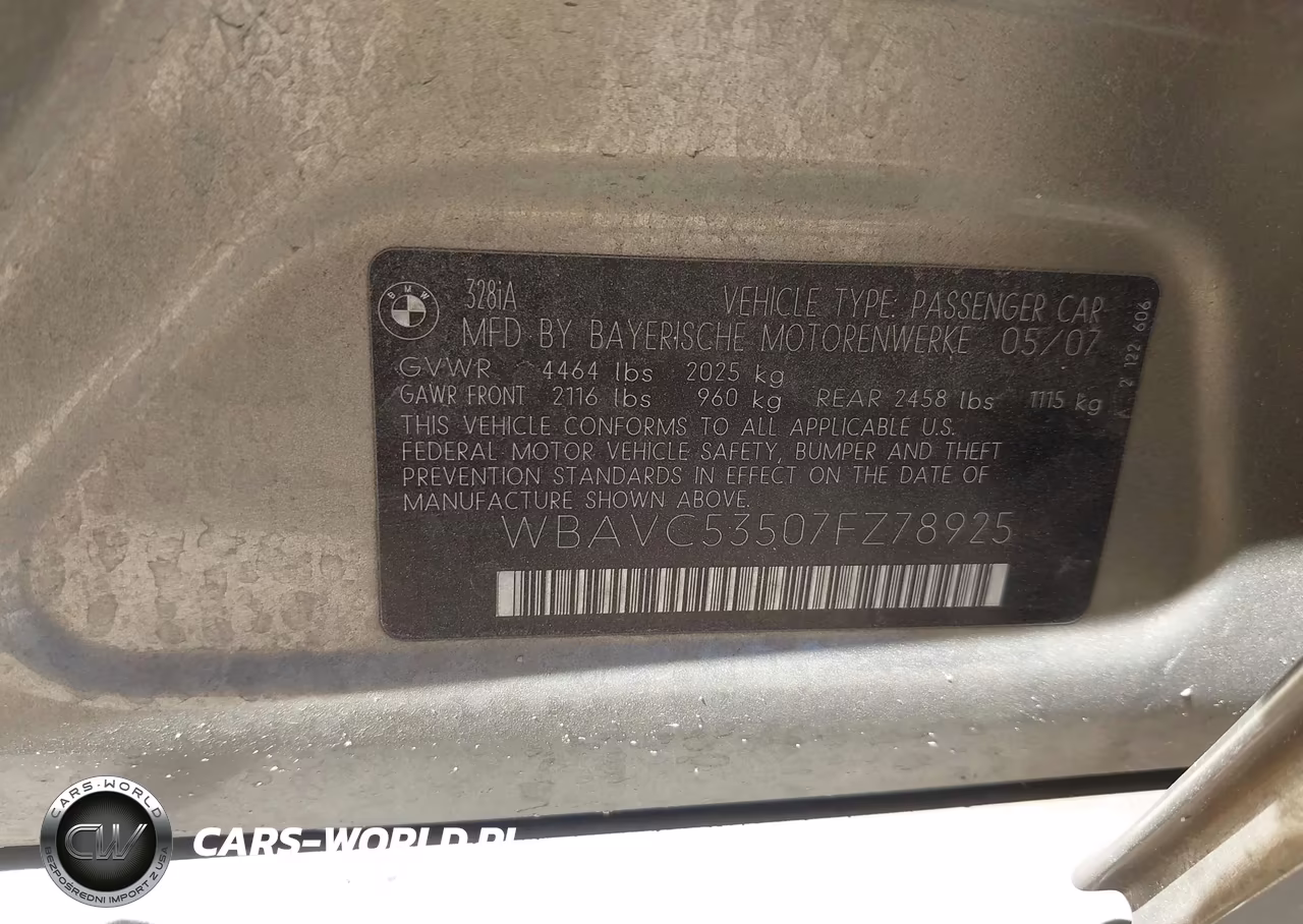 2007 BMW 328I VIN:WBAVC53507FZ78925 - 9