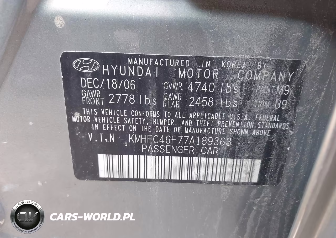 2007 Hyundai Azera Limited-Se VIN:KMHFC46F77A189363 - 9