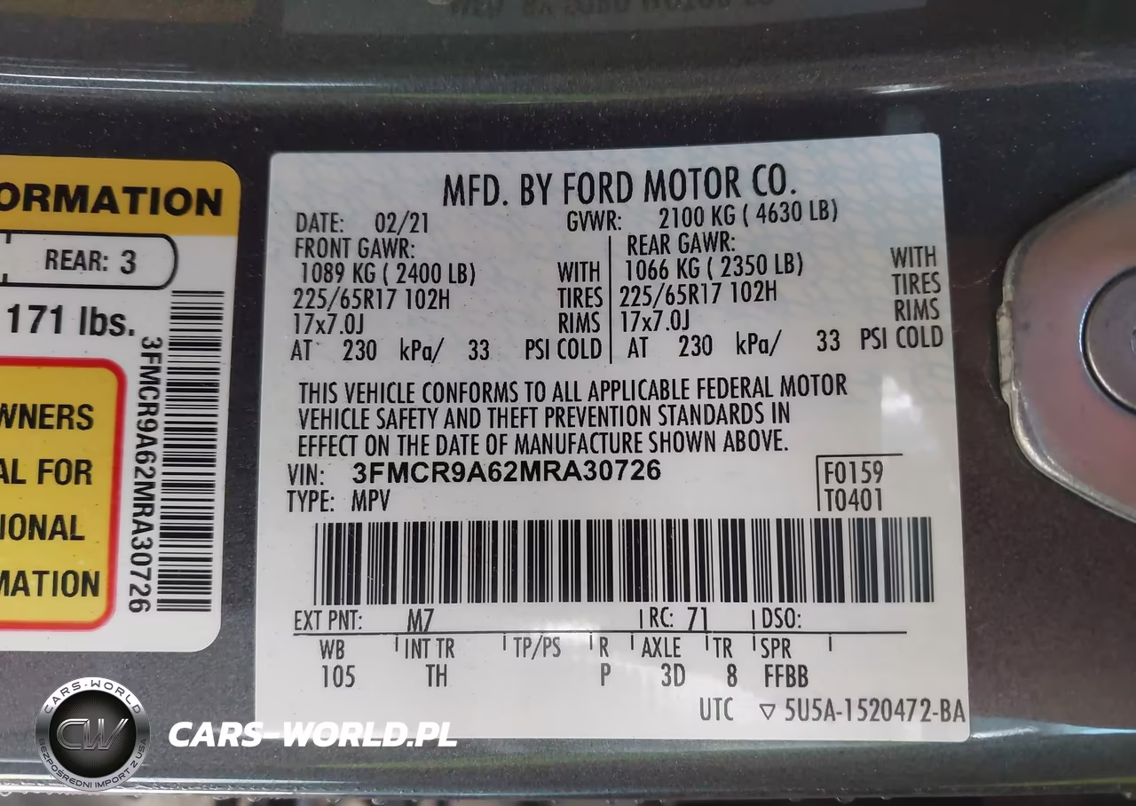 2021 Ford Bronco Sport VIN:3FMCR9A62MRA30726 - 9