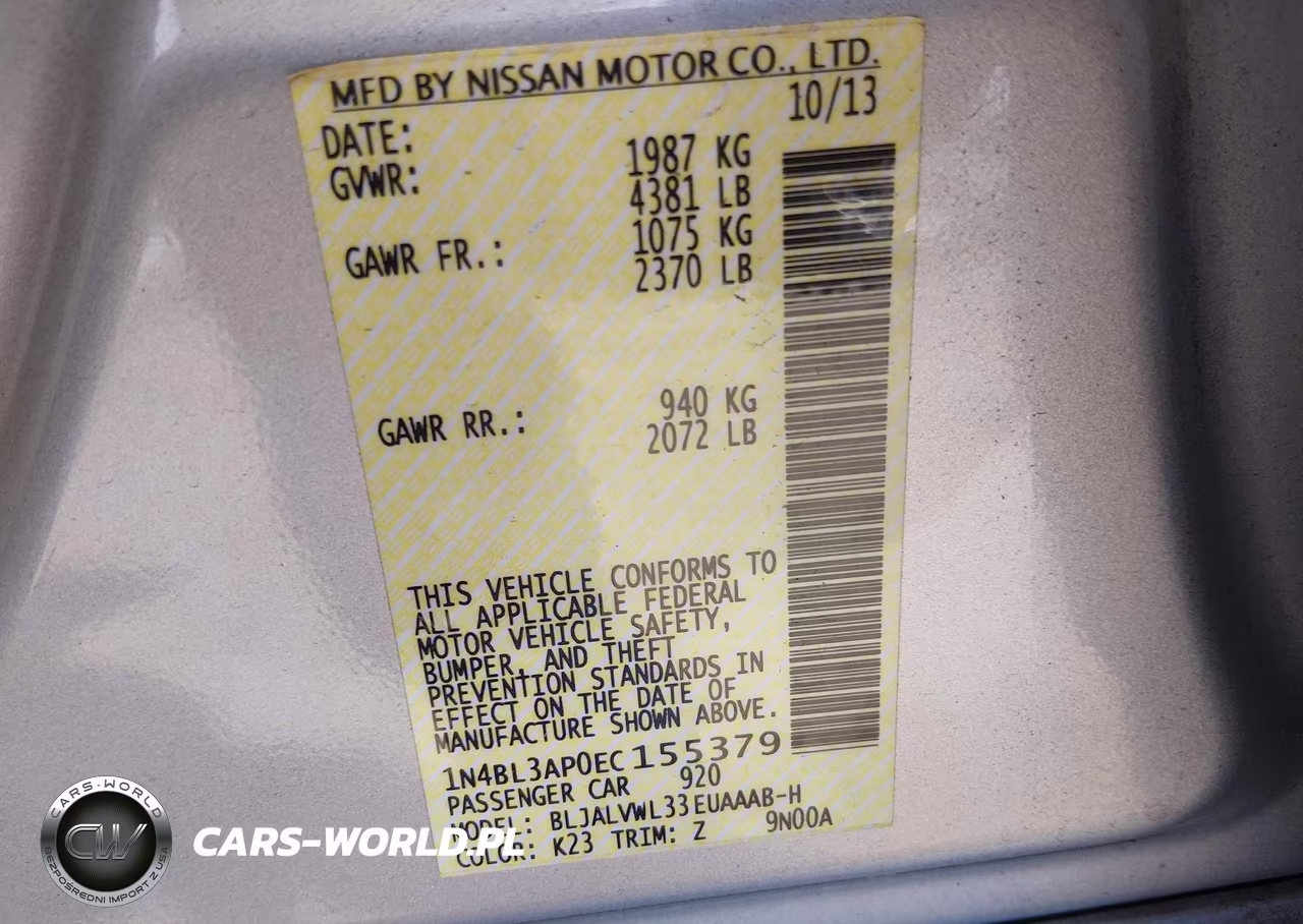 2014 Nissan Altima 3.5 Sl VIN:1N4BL3AP0EC155379 - 9