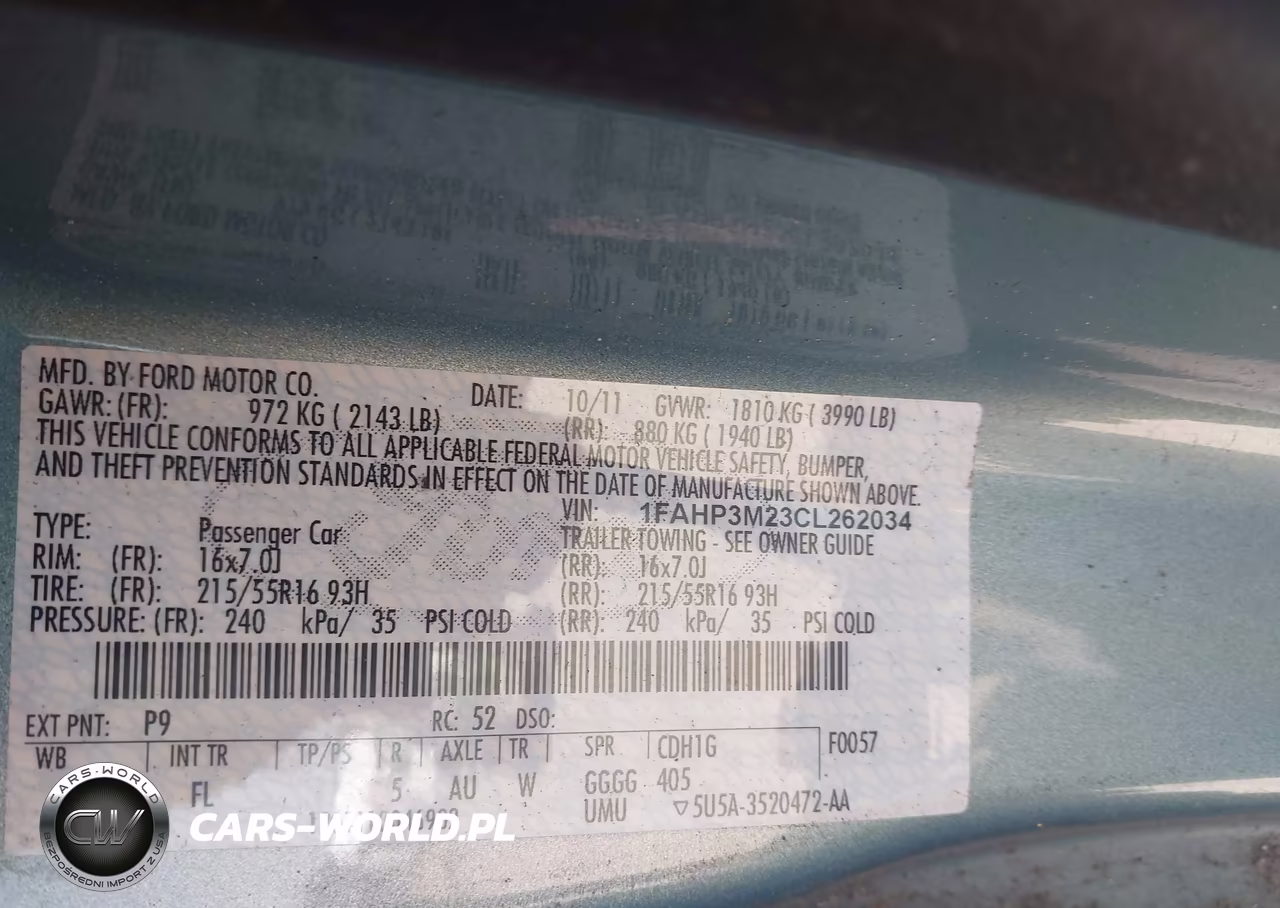 2012 Ford Focus Sel VIN:1FAHP3M23CL262034 - 9