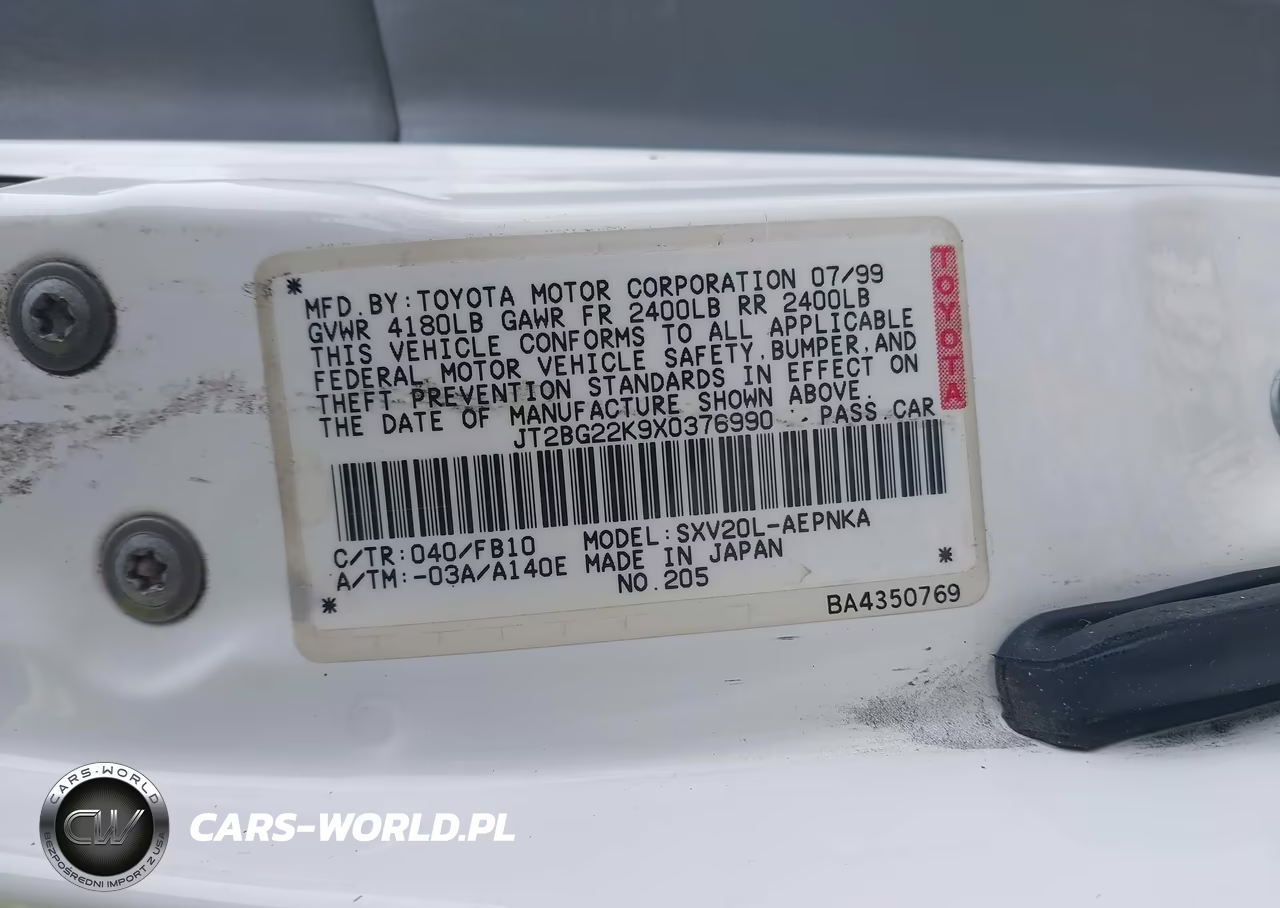 1999 Toyota Camry Le VIN:JT2BG22K9X0376990 - 9