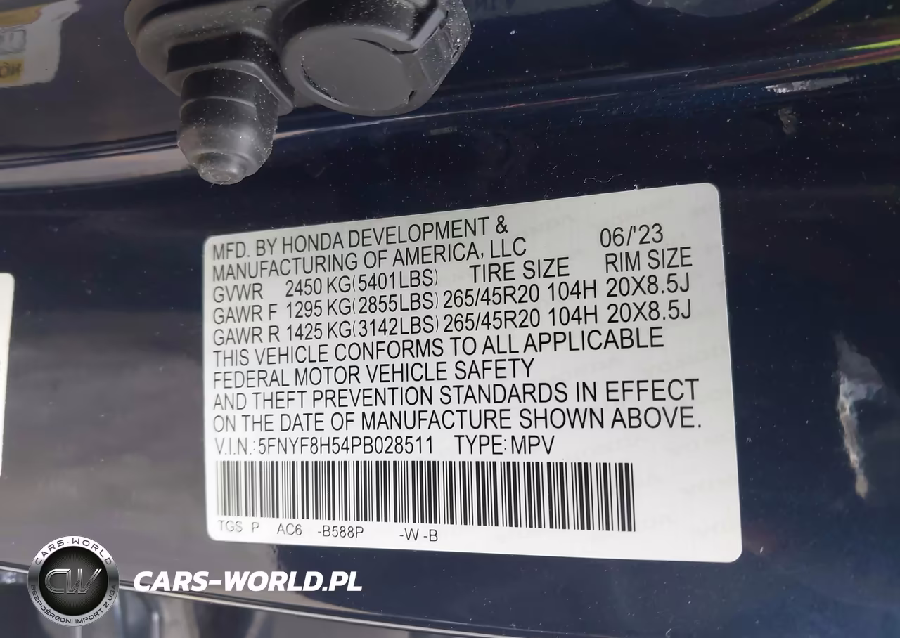2023 Honda Passport Awd Ex-L VIN:5FNYF8H54PB028511 - 9
