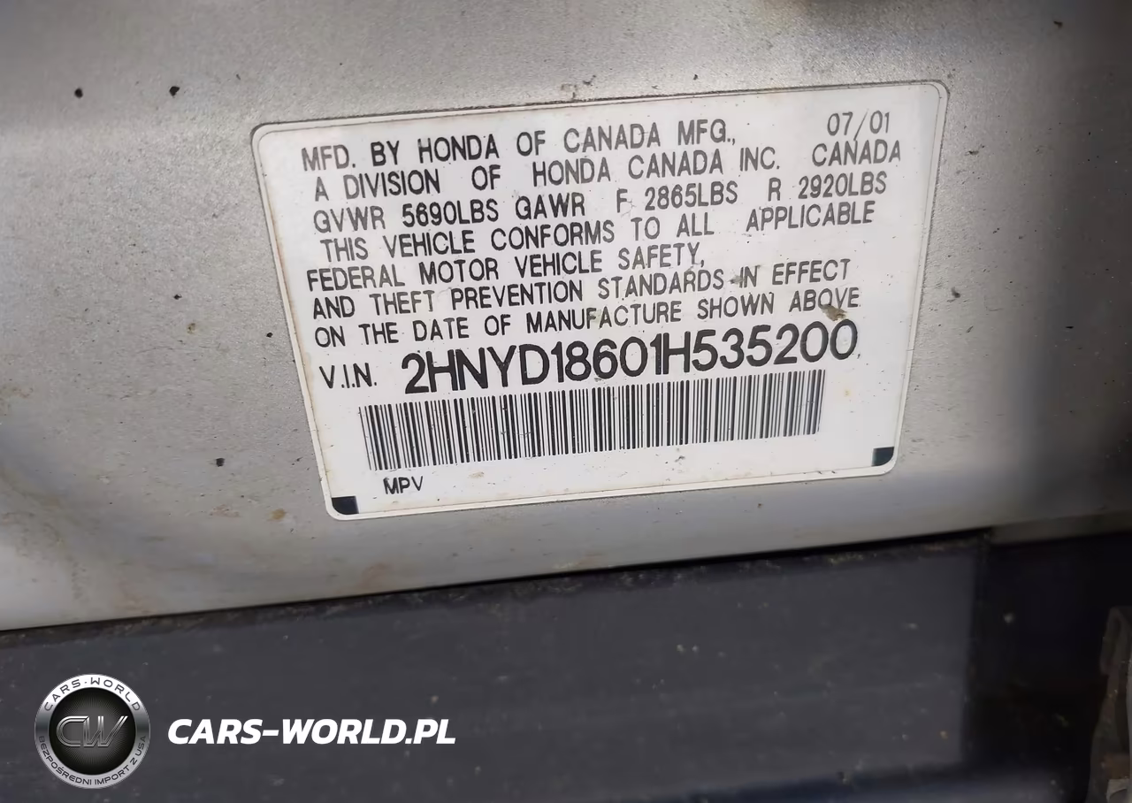 2001 Acura Mdx VIN:2HNYD18601H535200 - 9
