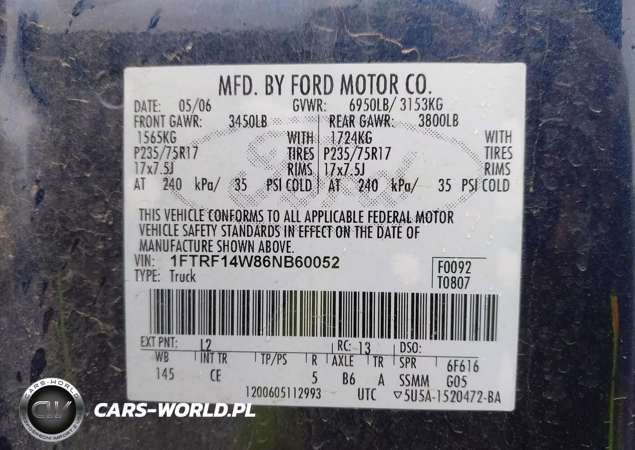 2006 Ford F-150 Stx-Xl-Xlt VIN:1FTRF14W86NB60052 - 9