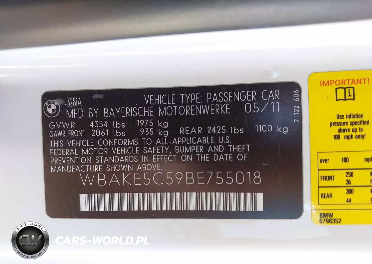 2011 BMW 328I VIN:WBAKE5C59BE755018 - 9