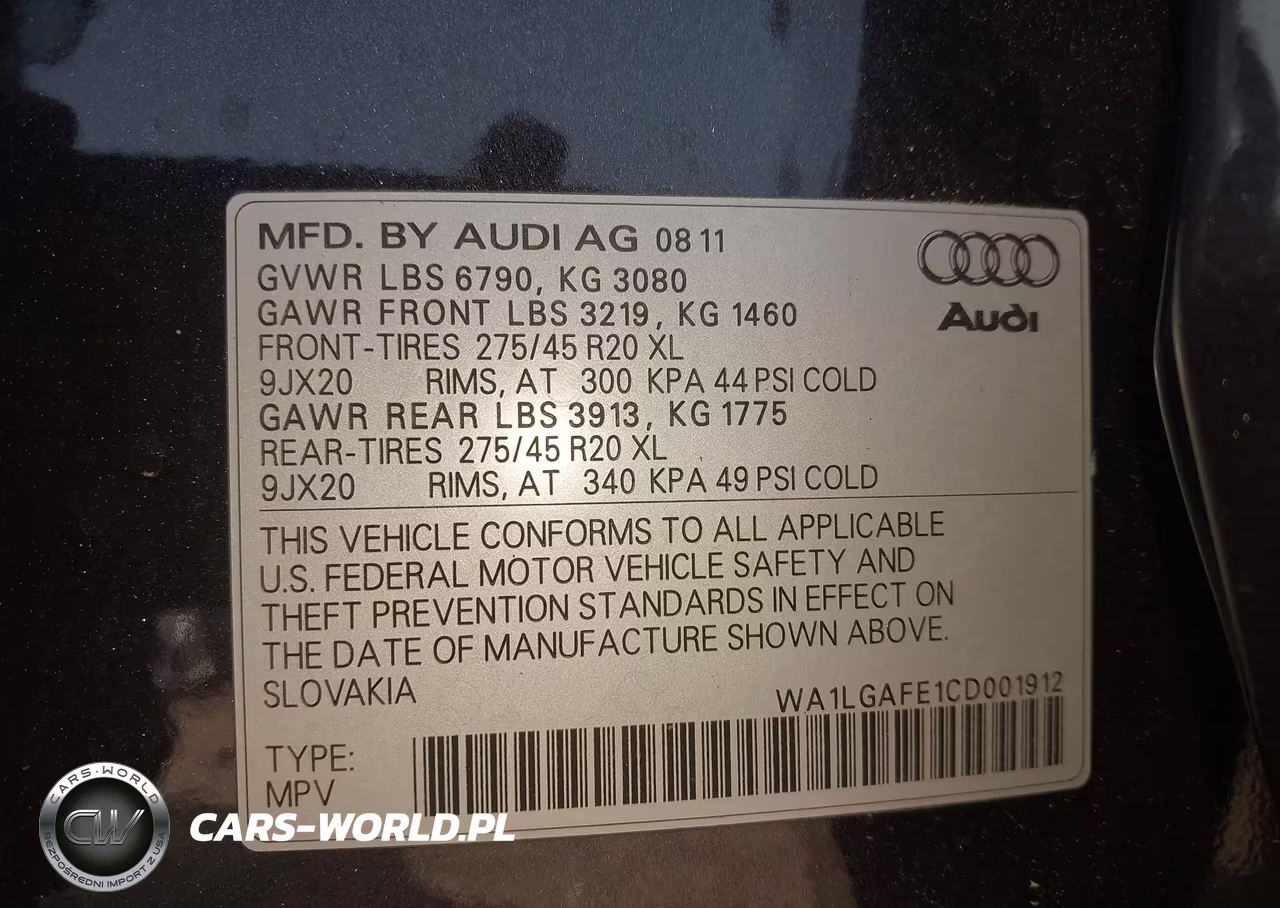2012 Audi Q7 3.0T Premium VIN:WA1LGAFE1CD001912 - 9