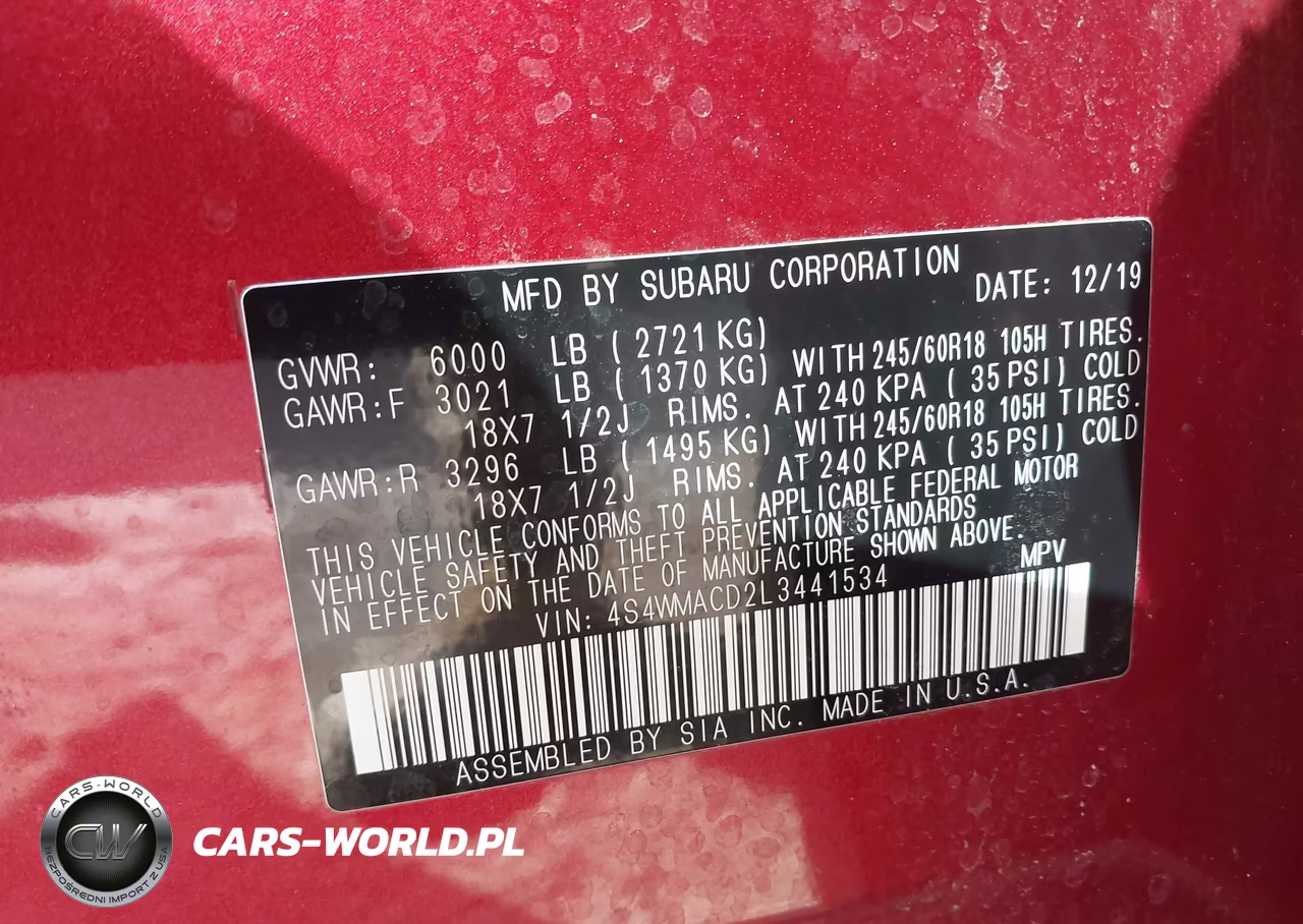 2020 Subaru Ascent Premium VIN:4S4WMACD2L3441534 - 9