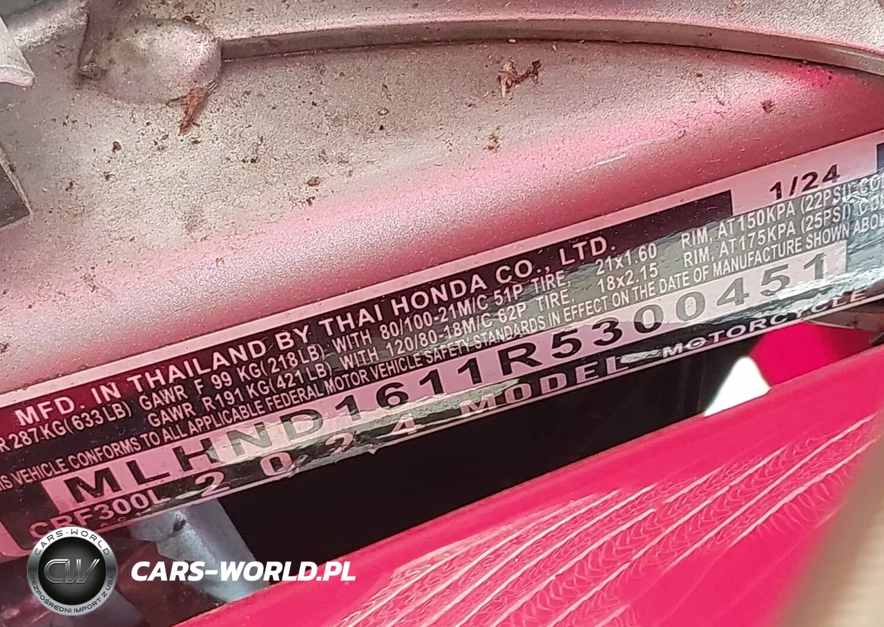2024 Honda Crf300 L VIN:MLHND1611R5300451 - 10