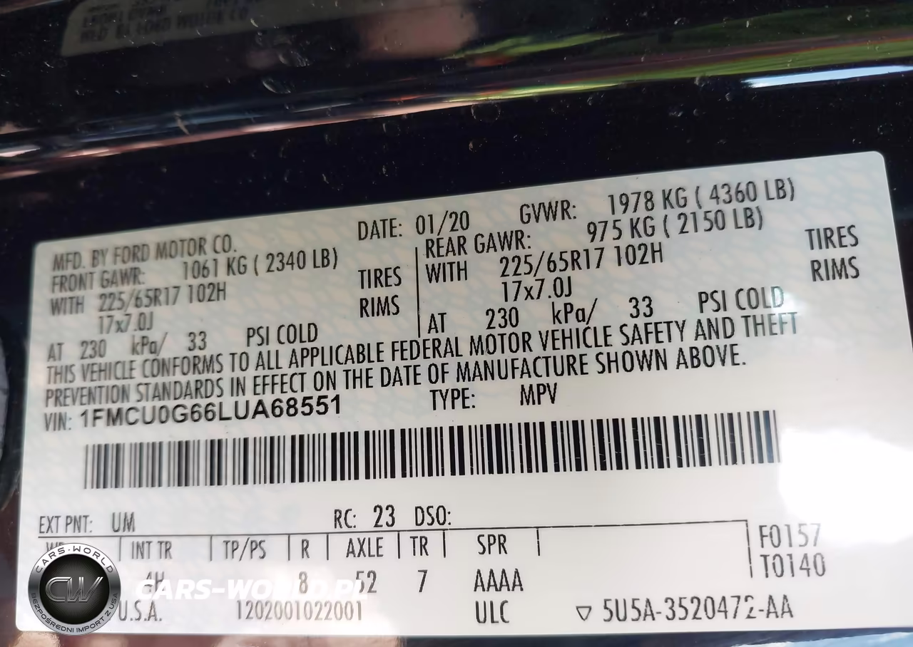 2020 Ford Escape Se VIN:1FMCU0G66LUA68551 - 9