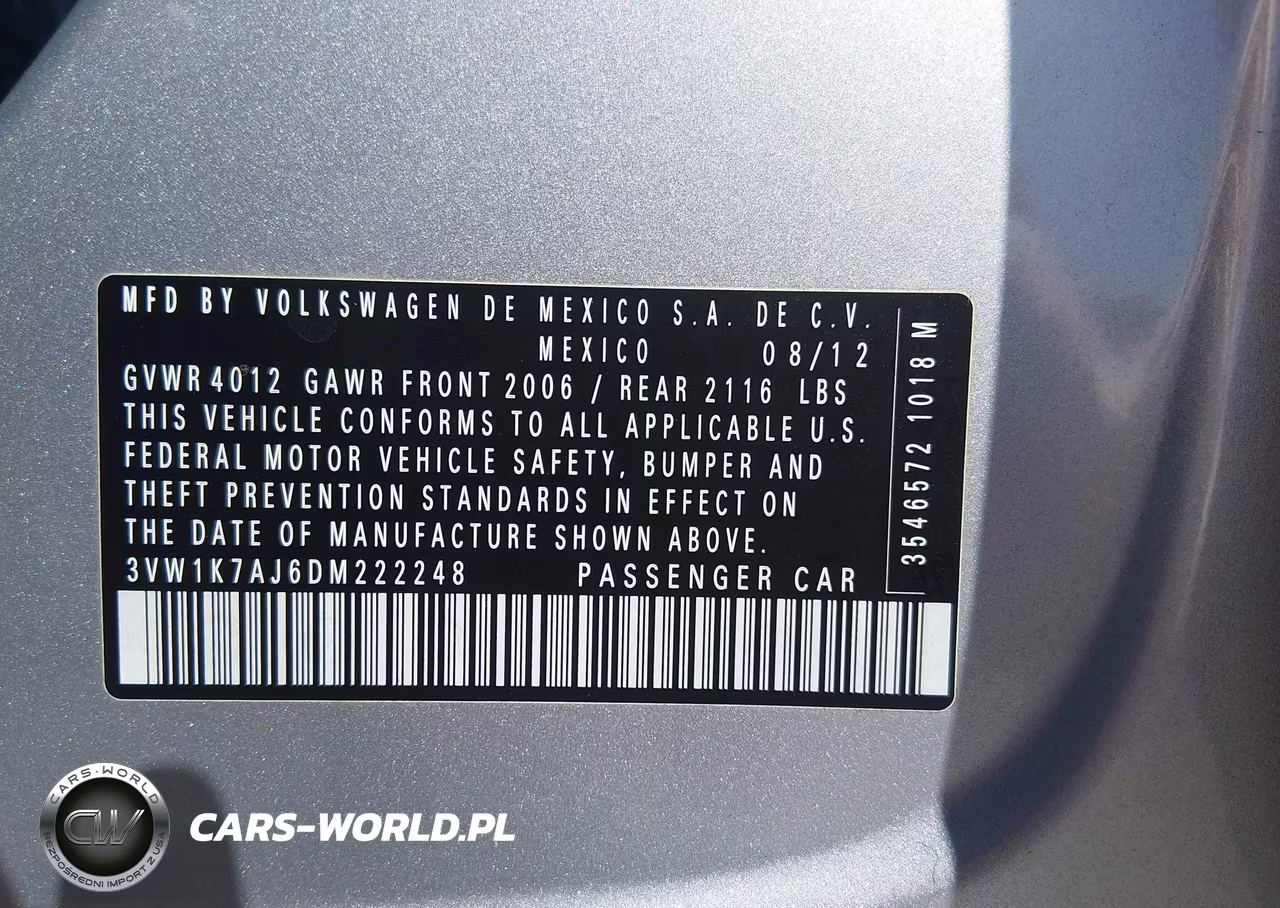 2013 Volkswagen Jetta 2.0L S VIN:3VW1K7AJ6DM222248 - 9